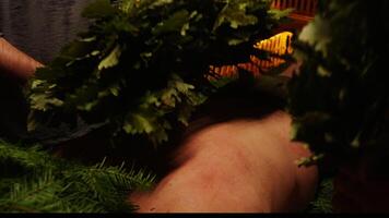 Relax In Steam Bath In Modern SPA Center, Closeup View, Bath Attendants Massaging Male Back video