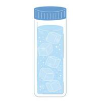 Tall straight reusable water and ice bottle with wide cap flat outline style vector