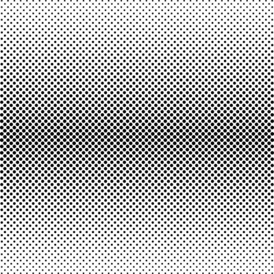 Black and white halftone dot pattern with horizontal gradient effect, ideal for comic book backgrounds, retro design projects, pop art illustrations, web graphics, print textures. illustration