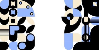 Modern geometric banner background in retro style.Abstract geometric composition with bold shapes forming a modern retro pattern, for background, branding, web design, packaging. illustration vector