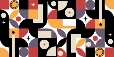 Abstract geometric pattern in neo geo style with bold abstract shapes, color blocks. Geometric banner background, backdrop texture, fashion textiles, cover, branding design, modern packaging. vector