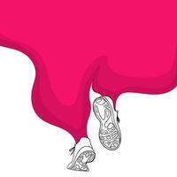 Back to school. illustration of running sneaker shoe in line art design with pink flat smoke. running shoe illustration for sport or back to school template design vector
