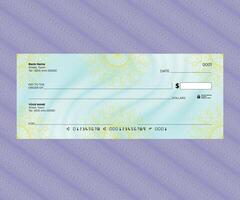 Editable Blank Check with Security Guilloche Pattern vector