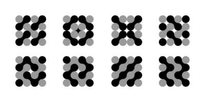 Dot and circle connect icon, abstract medical logo. shapes for bio-tech innovation. Liquid blobs flow into molecule drop. Communication system and brain neuron cell concept. Collagen metaball vector