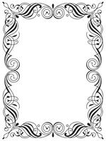Ornate vintage black floral border frame with intricate swirl and scroll design on a clean white background vector