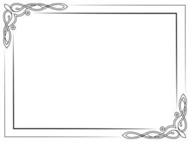 Decorative black ornamental corner border design on white background with elegant swirl pattern vector