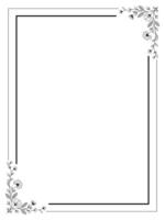 Elegant black and white floral border design with hand-drawn corner decorations and dual rectangular frame layout vector