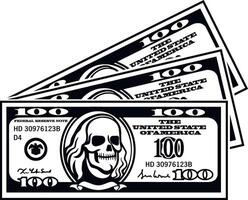 100 Dollar banknote with skull vector
