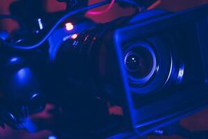 Professional Camera Captures Vibrant Colors in a Studio Setup for Creative Projects at Night photo