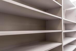Simple, Modern Shelving Unit With Empty Spaces for Storage in a Contemporary Room photo