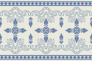 Flourish Elegance Azure Baroque Scroll Ornament Medieval Pattern. Delicate Art Gothic Florals Design on Grey Background for Border Striped Rim Tailor Costume Luxury Regency Motif Embroidery Floor Tile vector