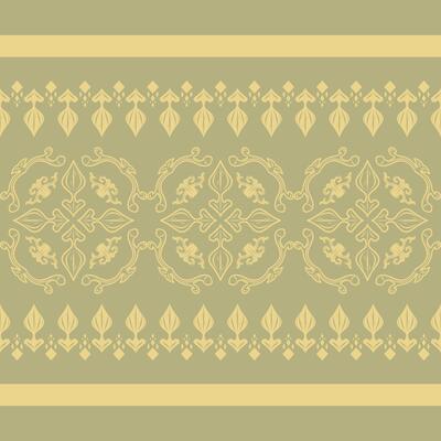 Luxury Ancient Botanical Medieval Design Gold and Green Pattern with Hand Drawn Florals Leaves Scroll Ornament for Elaborate Fashion Beauty Branding Invitation Textiles Wallpaper Silk Craft Border Rug