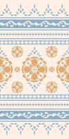 Traditional Elegance Motif Twist Tribal and Baroque Style. Scroll Ornament with Delicate Chevron Design with Gold and Blue Delight Refreshing Vibe for Handicraft Pattern Border Silk Apparel Embroidery vector