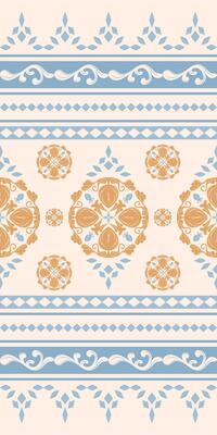 Traditional Elegance Motif Twist Tribal and Baroque Style. Scroll Ornament with Delicate Chevron Design with Gold and Blue Delight Refreshing Vibe for Handicraft Pattern Border Silk Apparel Embroidery
