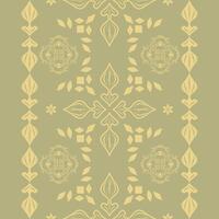 Exotic Geometric Diamond Twist Combine Fleur de lis Scroll Ornament Decoration Pattern with Gold Element on Sage Green Background. Filigree Gothic Baroque And Round Floral Design for Handicraft Mosaic vector