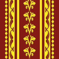 Timeless Abstract Tiny Florals Bud with Gold Scroll Ornament on Royal Red Background. Elegance Pattern Medieval Style for All kind of Rich Luxury Taste as Border Striped Carpet Bedsheet Curtain Scarf vector