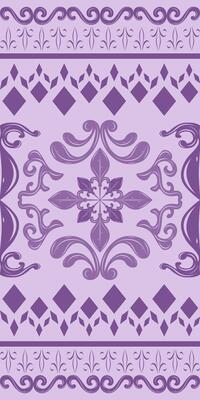 Elegance Purple Scroll Ornament Flourish Oriental Border Pattern. Luxury Japanese Style Vintage Florals Element on Lavender Background. Timeless Classy Geometric Twist Baroque for Embroidery Lace Silk
