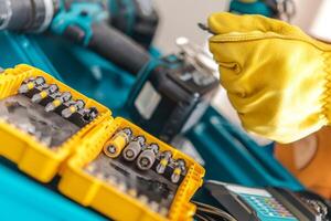 Tools and Equipment Arranged for a Repair Task in Workshop Setting photo