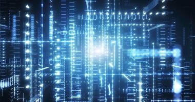 Abstract scene of futuristic cyber world, sci-fi grid, technology glowing surface. Digital technology, social media connections, fast internet connection. Seamless loop video