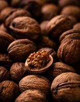 Walnuts with cracked shell texture photo