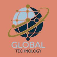 Abstract global technology network logo design vector