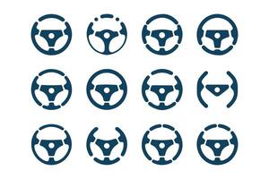 Twelve variations of a car steering wheel icon design vector