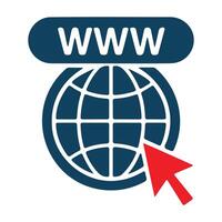 Website access globe icon with www and cursor vector