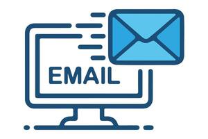 Computer screen receiving email message icon vector