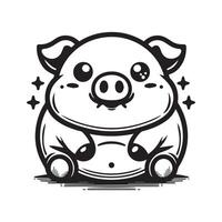Cartoon Pig Logo Round Smiling Pig vector