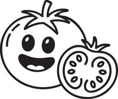 A smiling tomato outline coloring pages illustration. vector