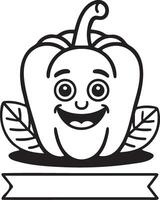A smiling Capsicum outline illustration. vector