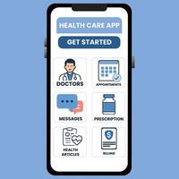 Healthcare Mobile App UI Online Medical Services and Patient Portal Interface vector