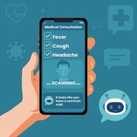 Virtual Medical Consultation Screen Modern Healthcare UI with Diagnosis Display With AI Chatbot vector