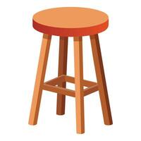 Isometric Wooden Stool Illustration with Round Seat on a White Background vector