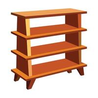 Three Tiered Wooden Shelf with Legs for Storage and Display in a Minimalist Style vector