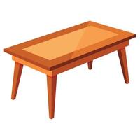 Isometric Illustration of a Simple Rectangular Wooden Table with Four Legs on a White Background vector