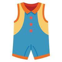 Cartoon Style Baby Romper with Buttons and Contrasting Trim Isolated on White Background vector