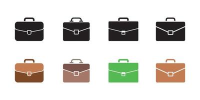 Briefcase icon set are displayed on white background showing different color variations vector