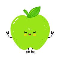 Green Apple mascot performing rock gesture, grinning with attitude against white backdropite backdrop vector