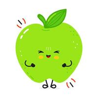 Muscular Green Apple mascot grinning, displaying strength while representing wholesome nutrition with playful cartoon charm vector
