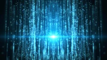 Data point stream or glowing abstract particles background, big data visualization, futuristic or technological abstract background with moving dotted surface. Seamless loop animation. video