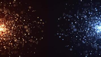 Abstract background of bright shimmering particles forming bokeh. Animation footage with light leakage effect. seamless loop video