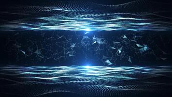 Digital particle waves, big data visualization, futuristic or technological abstract background with plexus of lines, dots and triangles, digital technology, big data video