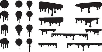 Dripping Paint Silhouettes in Various Shapes and Patterns for Creative Graphic Design, Art Projects, and Decoration vector