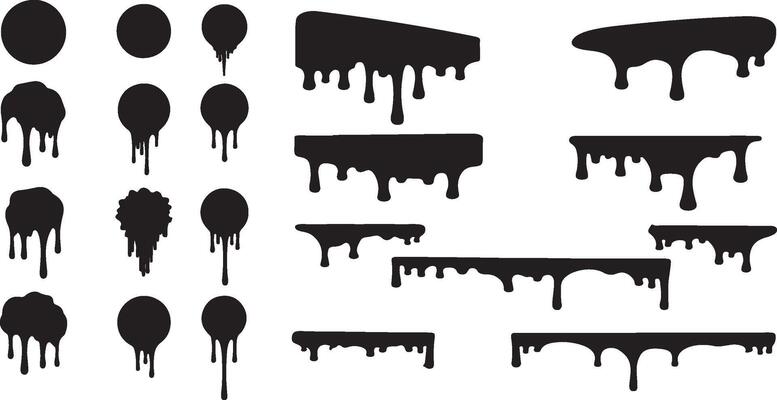 Dripping Paint Silhouettes in Various Shapes and Patterns for Creative Graphic Design, Art Projects, and Decoration