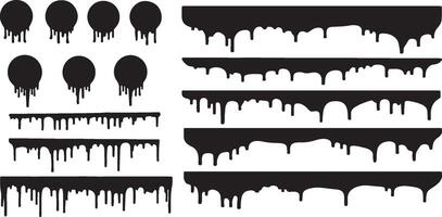 Dripping Paint Silhouettes in Various Shapes and Patterns for Creative Graphic Design vector
