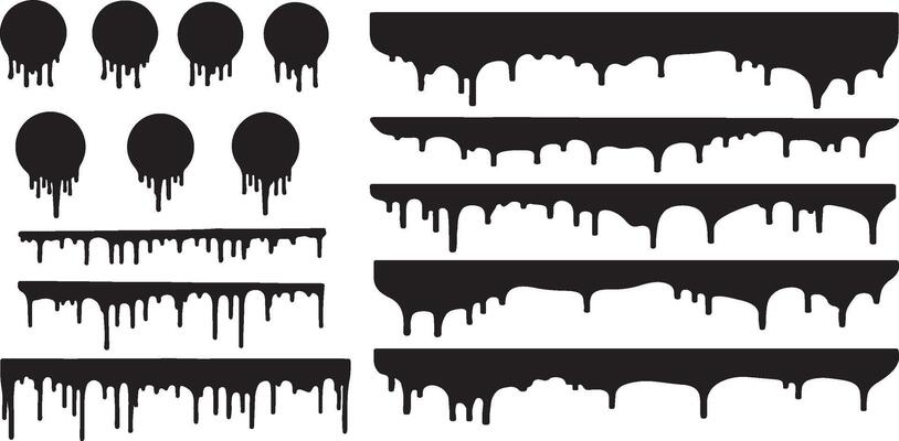 Dripping Paint Silhouettes in Various Shapes and Patterns for Creative Graphic Design