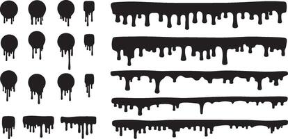 Dripping Paint Silhouettes in Various Shapes and Patterns for Creative Graphic Design, Art Projects vector