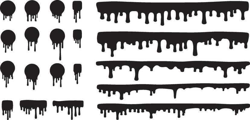 Dripping Paint Silhouettes in Various Shapes and Patterns for Creative Graphic Design, Art Projects