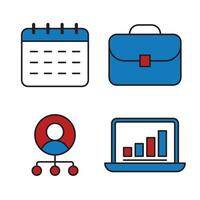 Streamline Your Business Calendar, Briefcase, Network, and Data Analysis Icons vector